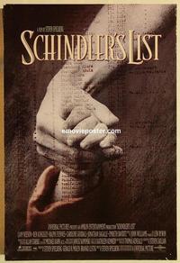 f582 SCHINDLER'S LIST DS int'l one-sheet movie poster '93 Neeson, Fiennes