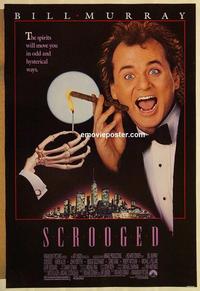 f586 SCROOGED one-sheet movie poster '88 Bill Murray, great image!