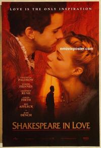 f592 SHAKESPEARE IN LOVE DS teaser one-sheet movie poster '98 Paltrow