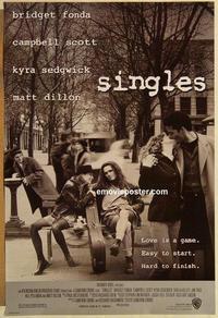 f609 SINGLES one-sheet movie poster '92 Cameron Crowe, Bridget Fonda
