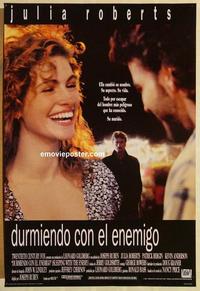 f611 SLEEPING WITH THE ENEMY DS Spanish/US one-sheet movie poster '91 Julia Roberts