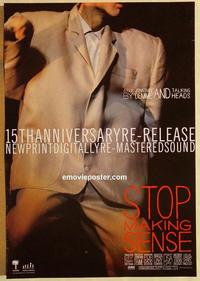 f638 STOP MAKING SENSE one-sheet movie poster R99 Demme, Talking Heads!