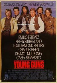 f753 YOUNG GUNS one-sheet movie poster '88 Emilio Estevez, Charlie Sheen