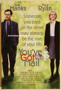 f755 YOU'VE GOT MAIL DS advance one-sheet movie poster '98 Tom Hanks, Ryan