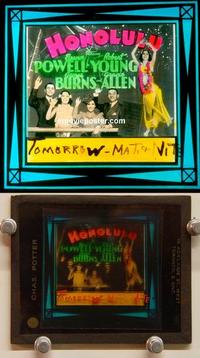 g045 HONOLULU movie glass lantern slide '39 Powell, Burns & Allen!