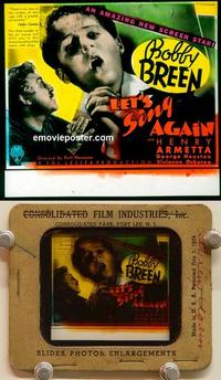 g192 LET'S SING AGAIN movie glass lantern slide '36 Bobby Breen