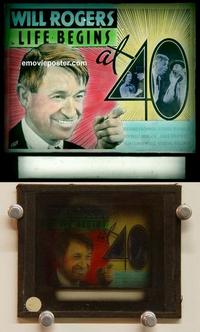 g194 LIFE BEGINS AT 40 movie glass lantern slide '35 Will Rogers