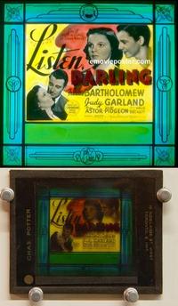 g204 LISTEN DARLING movie glass lantern slide '38 Bartholomew, Garland