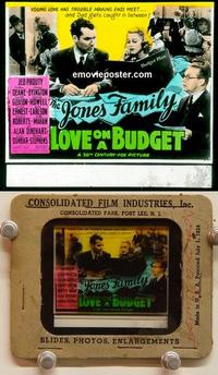 g244 LOVE ON A BUDGET movie glass lantern slide '37 Jones Family