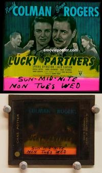 g253 LUCKY PARTNERS movie glass lantern slide '40 Ronald Colman, Rogers