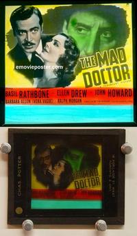 g255 MAD DOCTOR movie glass lantern slide '40 Basil Rathbone