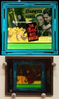 g258 MAD MISS MANTON movie glass lantern slide '38 Stanwyck, Fonda