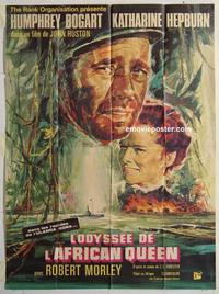 h254 AFRICAN QUEEN French one-panel movie poster R60s Bogart, Kate Hepburn