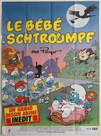h358 SMURFS video French one-panel movie poster '84 Baby Smurf!