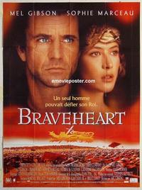 h272 BRAVEHEART French one-panel movie poster '95 Mel Gibson, Scotland!