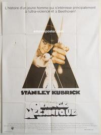 h277 CLOCKWORK ORANGE French 1p R70s Stanley Kubrick classic, art of Malcolm McDowell by Castle!