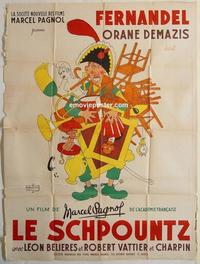 h304 LE SCHPOUNTZ linen Monacan 47x62 1938 Fernandel, Albert Dubout art!