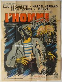 h322 L'HOMME TRAQUE French one-panel movie poster '47 Louise Carletti