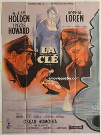 h314 KEY French one-panel movie poster '58 William Holden, Sophia Loren