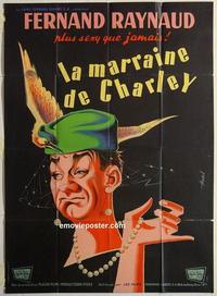 h316 LA MARRAINE DE CHARLEY French one-panel movie poster '59 Fernand Raynaud