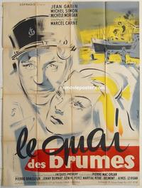h343 PORT OF SHADOWS French one-panel movie poster R50s Jean Gabin, Simon