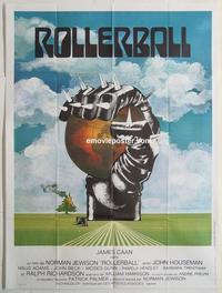 h354 ROLLERBALL French one-panel movie poster '75 James Caan, Bourduge art!