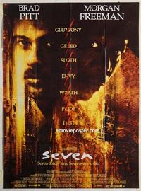 h357 SEVEN French one-panel movie poster '95 Morgan Freeman, Brad Pitt