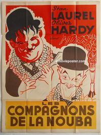 h361 SONS OF THE DESERT French one-panel movie poster R50s Laurel & Hardy