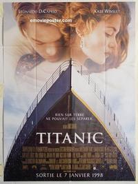 h374 TITANIC advance French one-panel movie poster '97 DiCaprio, Winslet