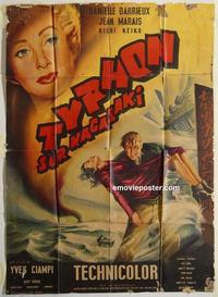 h385 TYPHOON OVER NAGASAKI French one-panel movie poster '57 Danielle Darrieux