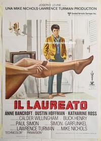 h036 GRADUATE Italian one-panel movie poster R70s Dustin Hoffman, Bancroft