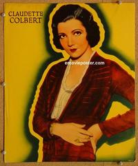 h004 CLAUDETTE COLBERT jumbo lobby card '30s sexy portrait!