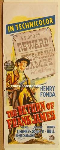 h013 RETURN OF FRANK JAMES long Australian daybill movie poster '40 Fonda