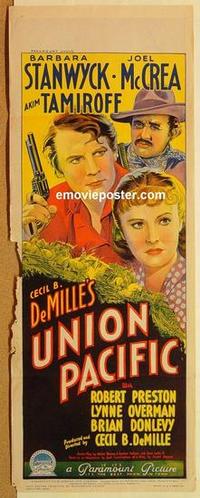 h015 UNION PACIFIC long Australian daybill movie poster '39 Stanwyck, McCrea