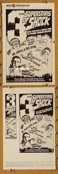 h397 3 SUPERSTARS OF SHOCK movie pressbook '72 Boris Karloff
