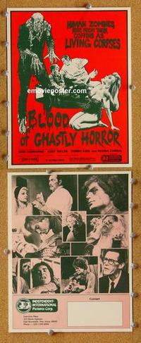 h414 BLOOD OF GHASTLY HORROR pressbook R84 human zombies rise from coffins as living corpses!