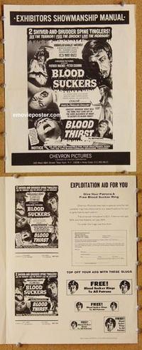 h415 BLOOD SUCKERS/BLOOD THIRST movie pressbook '70s horror!