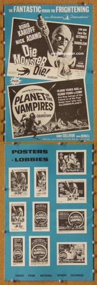 h437 DIE MONSTER DIE/PLANET OF THE VAMPIRES movie pressbook '65