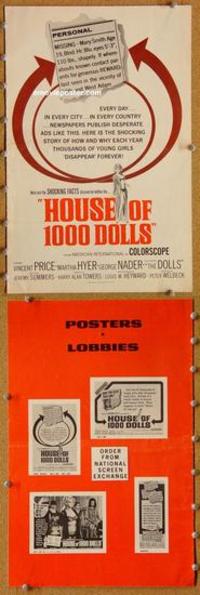 h466 HOUSE OF 1000 DOLLS movie pressbook '67 Vincent Price, AIP
