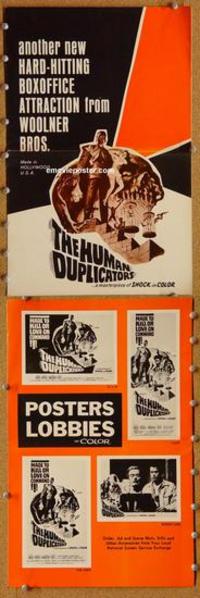 h470 HUMAN DUPLICATORS movie pressbook '64 kill or love on command!