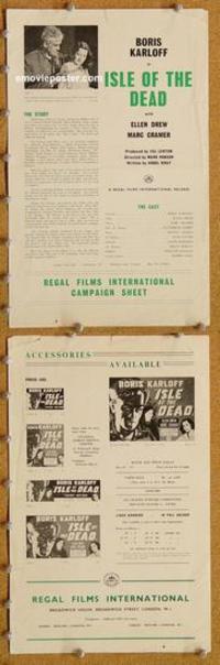 h477 ISLE OF THE DEAD English movie pressbook '45 Boris Karloff, Drew