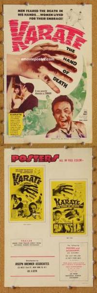 h485 KARATE THE HAND OF DEATH movie pressbook '61 martial arts!