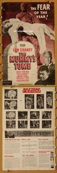 h502 MUMMY'S TOMB movie pressbook R50s Chaney Jr, Universal horror!
