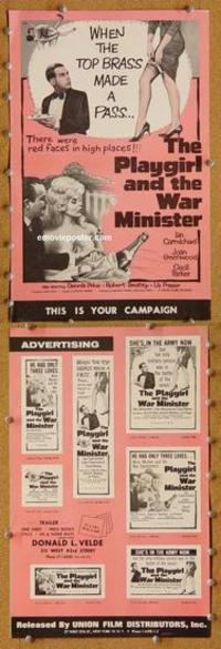 h514 PLAYGIRL & THE WAR MINISTER movie pressbook '62 Joan Greenwood