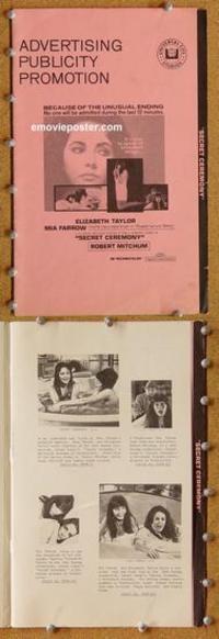 h523 SECRET CEREMONY movie pressbook '68 Liz Taylor, Mia Farrow