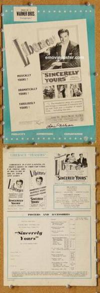 h529 SINCERELY YOURS English movie pressbook '55 Liberace, Joanne Dru
