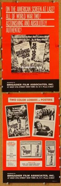 h531 SMASHING OF THE REICH/KAMIKAZE movie pressbook '62 WWII!