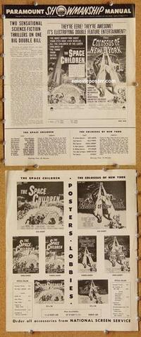 h534 SPACE CHILDREN/COLOSSUS OF NEW YORK movie pressbook '58 sci-fi!