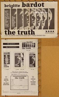 h550 TRUTH movie pressbook '61 Brigitte Bardot, Clouzot, French!