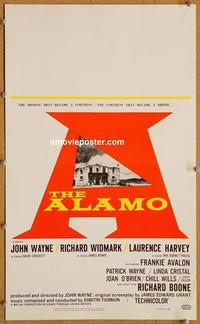 h089 ALAMO window card movie poster '60 John Wayne, Richard Widmark, western!